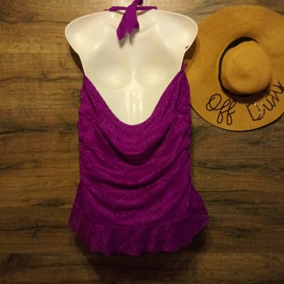 Mossimo Swim Suit Size 3X Peplum Mesh Ruched - Picture 5 of 11